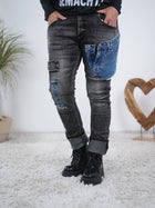 Jeans mit Patches in schwarz, regular fit