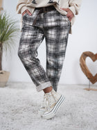 karierte Pants mit Gürtel