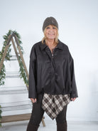 Kunstleder Jacke im Oversize Schnitt