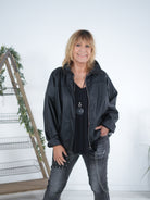 Kunstleder Jacke im Oversize Schnitt