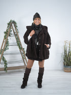 Kuschelige Poncho Jacke mit großer Kapuze