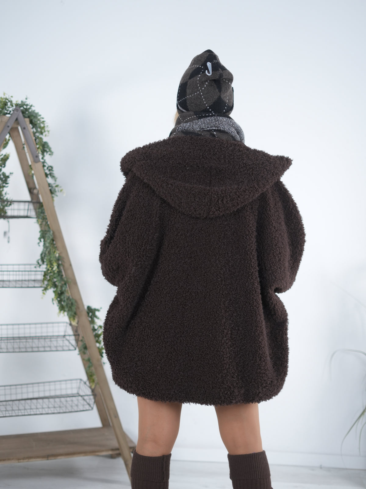 Kuschelige Poncho Jacke mit großer Kapuze