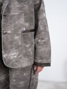 lässiger Jeans Blazer mit Ziernähten aus Kunstleder