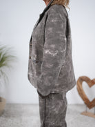 lässiger Jeans Blazer mit Ziernähten aus Kunstleder
