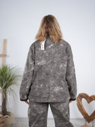 lässiger Jeans Blazer mit Ziernähten aus Kunstleder