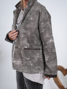 lässiger Jeans Blazer mit Ziernähten aus Kunstleder