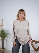 langarm Shirt aus Viskose Beige