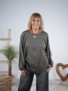 langarm Shirt aus Viskose Olive