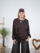 langarm Shirt aus Viskose Schoko