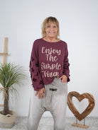 langarm Shirt Schriftzug und auffälligen Ärmeln