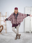leichte Jacke im Flanell Stil, kariert Bordeaux