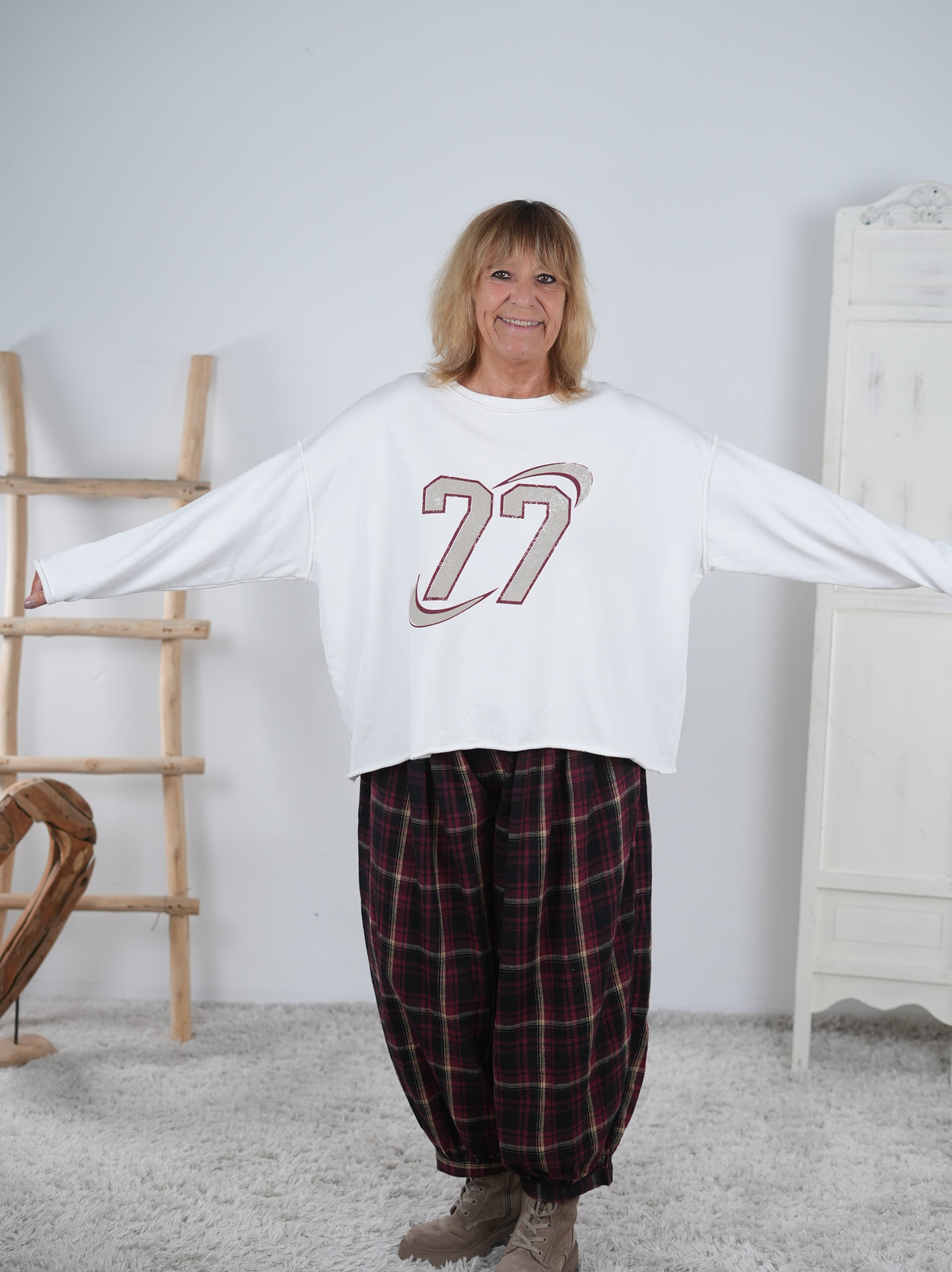 Leichtes Sweatshirt mit überschnittenem Arm und Print