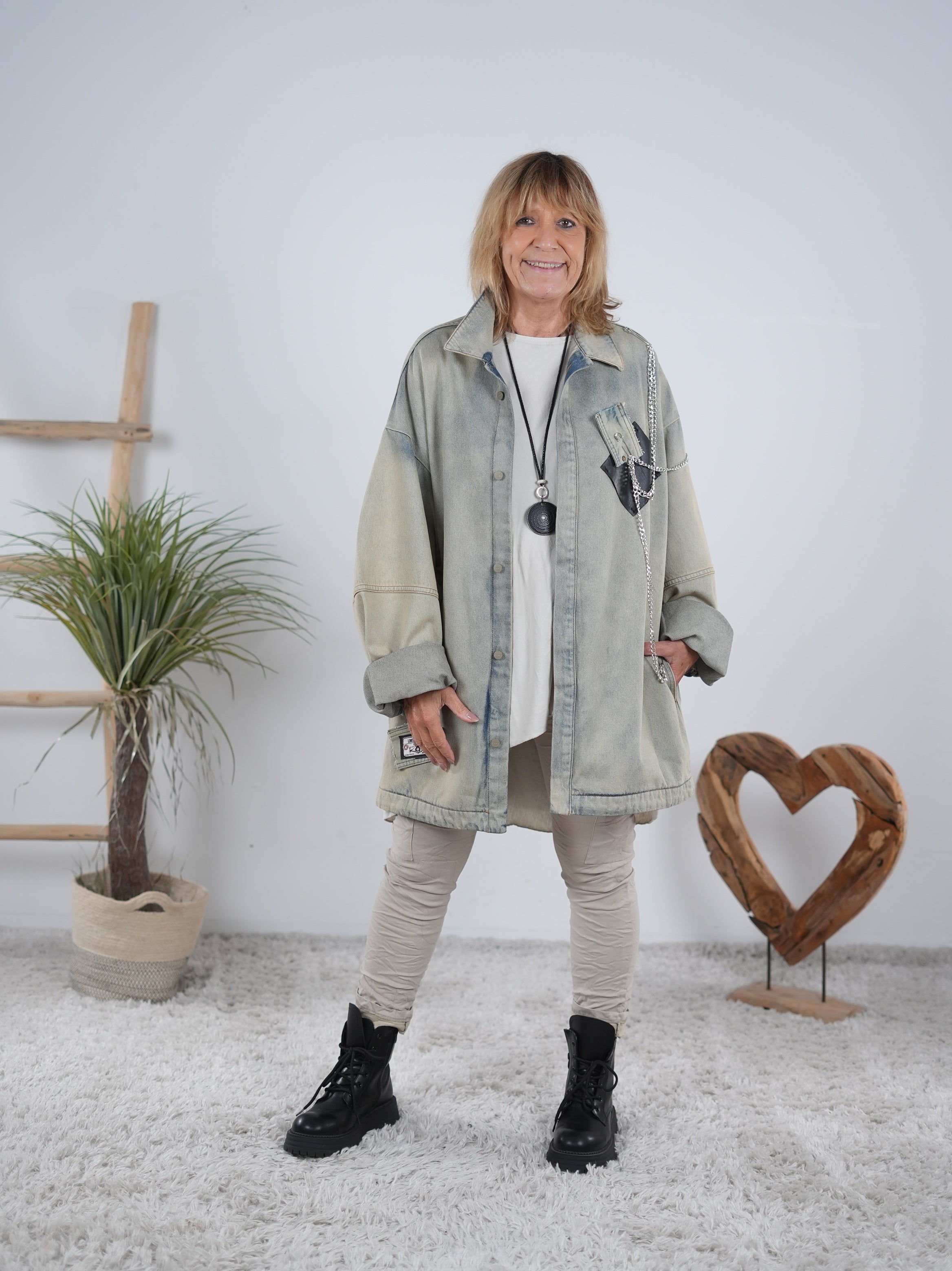 oversize Jeans Jacke mit Hingucker Motiv