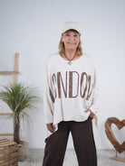 oversize Shirt mit "London" Schriftzug Creme