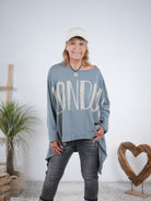 oversize Shirt mit "London" Schriftzug Grau