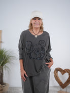 oversize Shirt mit süßem Motiv Anthrazit