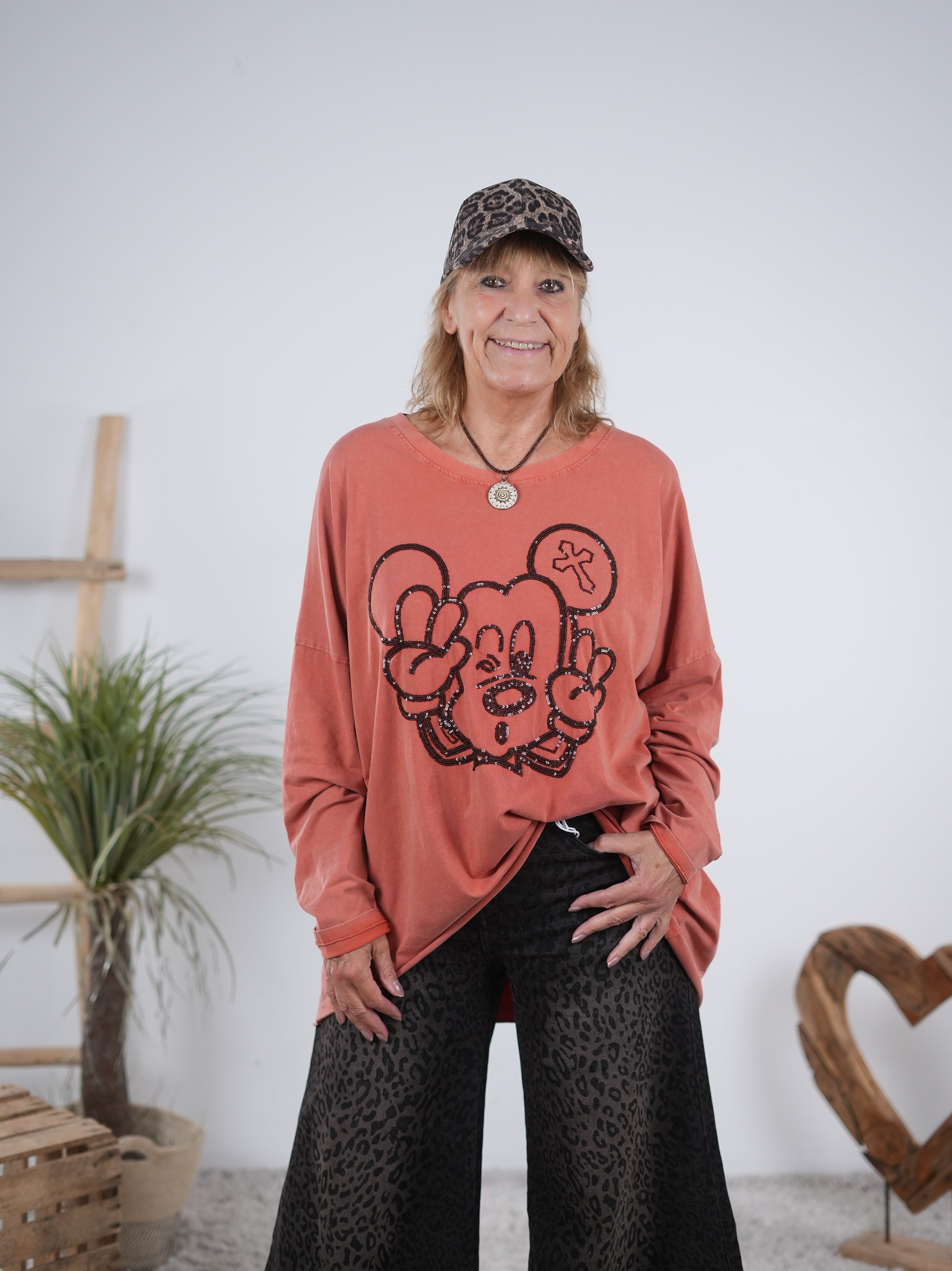 oversize Shirt mit süßem Motiv Rost