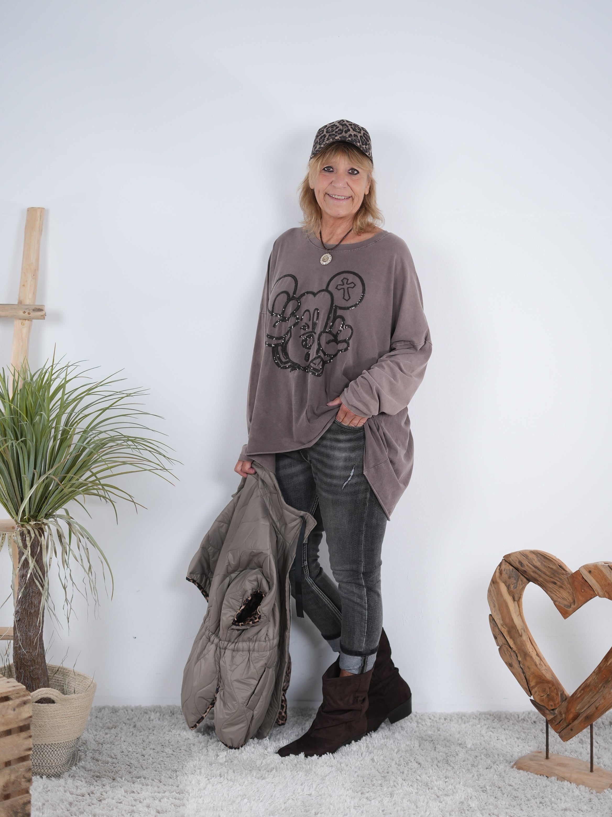 oversize Shirt mit süßem Motiv