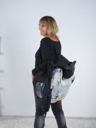 Oversize Steppjacke mit Jeans Elementen