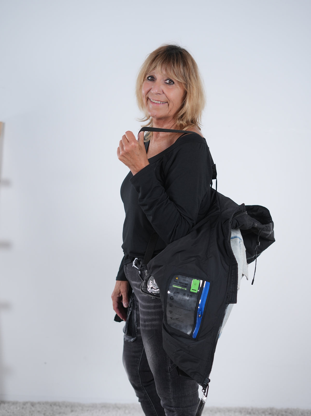 Oversize Steppjacke mit Jeans Elementen