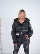 Oversize Steppjacke mit Jeans Elementen