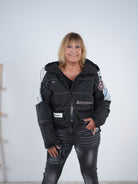 Oversize Steppjacke mit Jeans Elementen