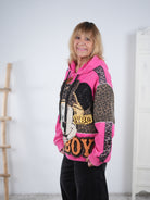 pinker Hoody mit großem Motiv und Pailletten Details