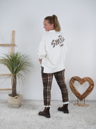 Sportliche Sweat-Jacke mit Linksnähte Cremeweiß