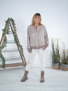Süße Sweatshirt-Jacke mit Pailletten Beige