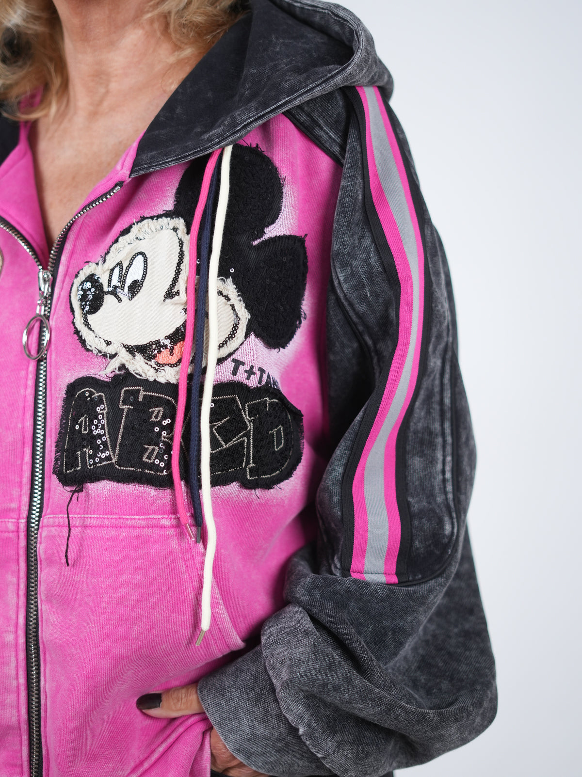 Sweatshirt Jacke mit Hingucker Motiven, pink