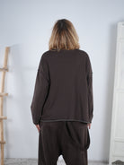 Sweatshirt mit großem Print und ausgefranstem Abschluss