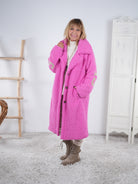 Teddymantel mit Hingucker Schriftzug Pink