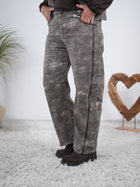 Trendige Barrel Jeans mit Kunstledernähten