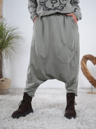 trendige Haremshose aus Baumwolle Olive