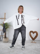 weicher Hoody mit foliertem Print und auffälligen Kordeln