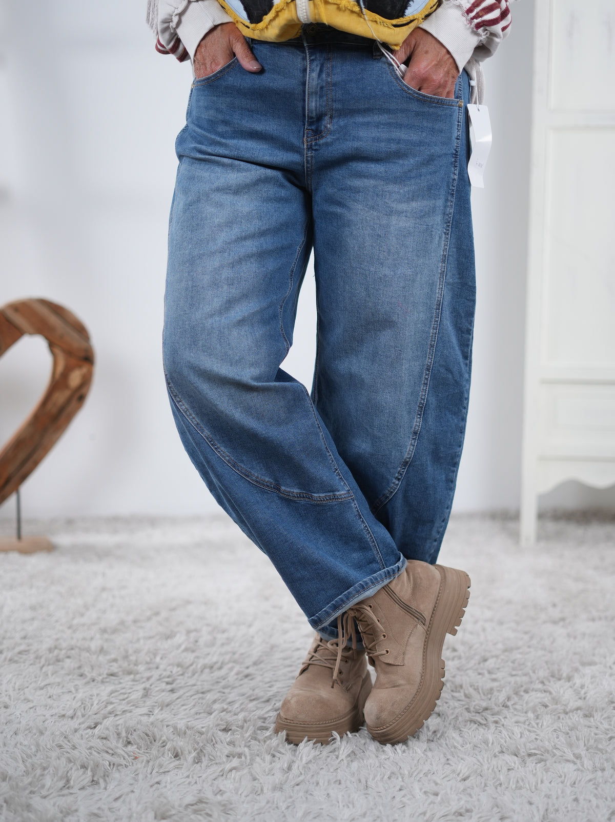 Wide Leg Blue Jeans