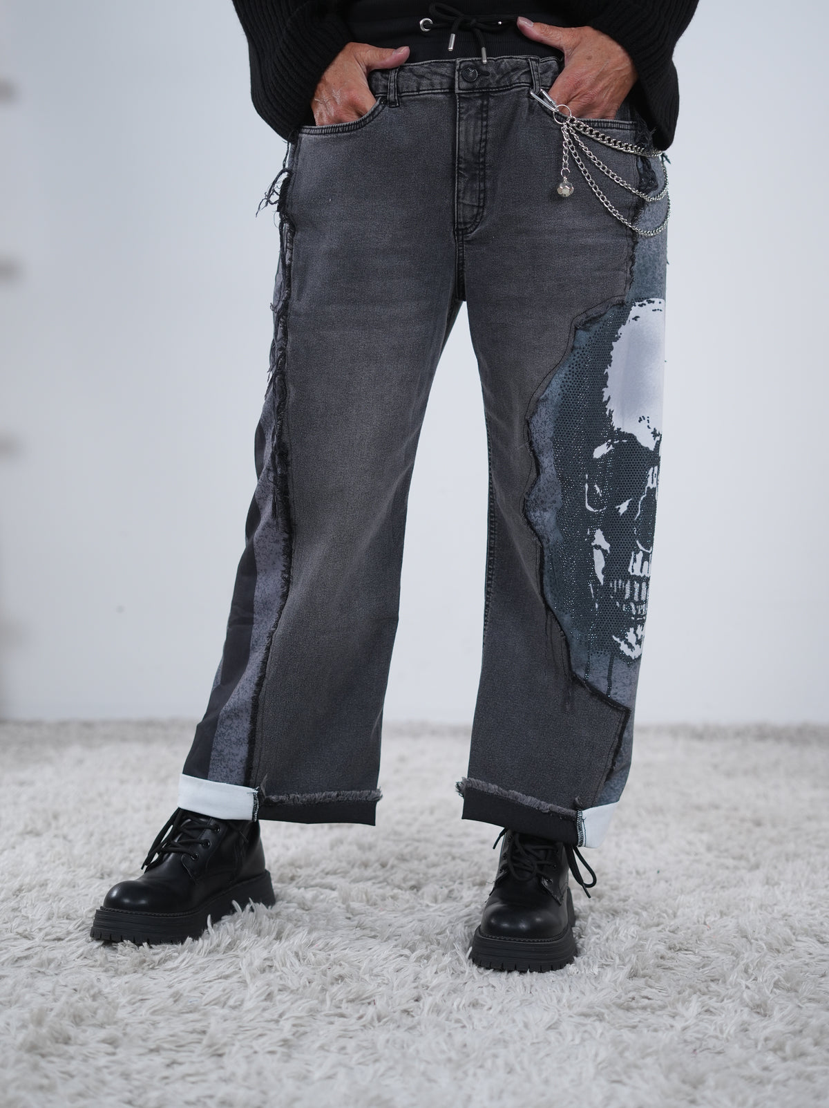 Wide Leg Hingucker Pants mit Skull Motiv