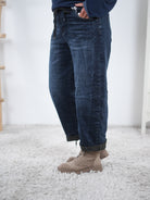 Wide Leg Jeans mit Kordelzug im Bündchen