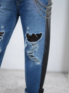 Wide Leg Pants mit ausgefranzten Elementen und Spitze