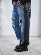 Wide Leg Pants mit ausgefranzten Elementen und Spitze